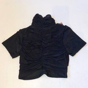 Naked Wardrobe cropped ruffled turtleneck shirt